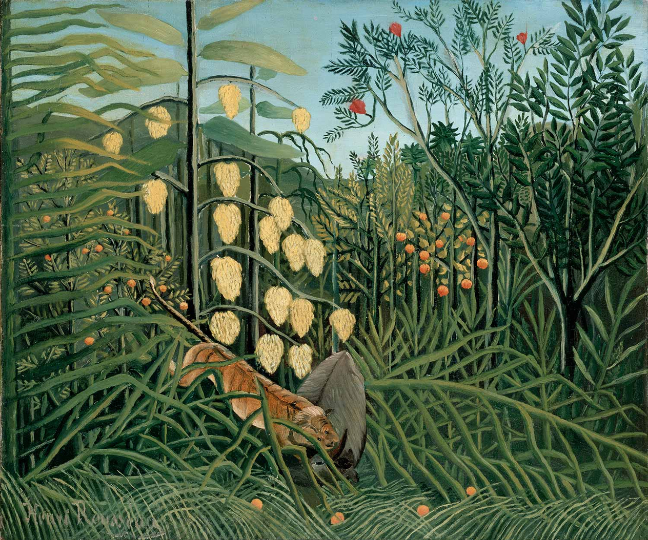 Henri Rousseau Kaplan ve Buffalo Savaşı Kanvas Tablo
