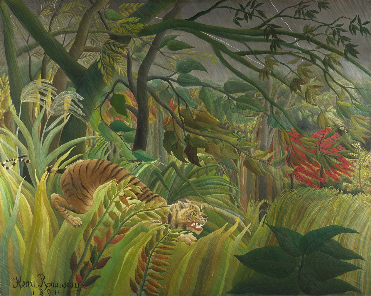 Henri Rousseau Tropik Fırtınada Kaplan Kanvas Tablo