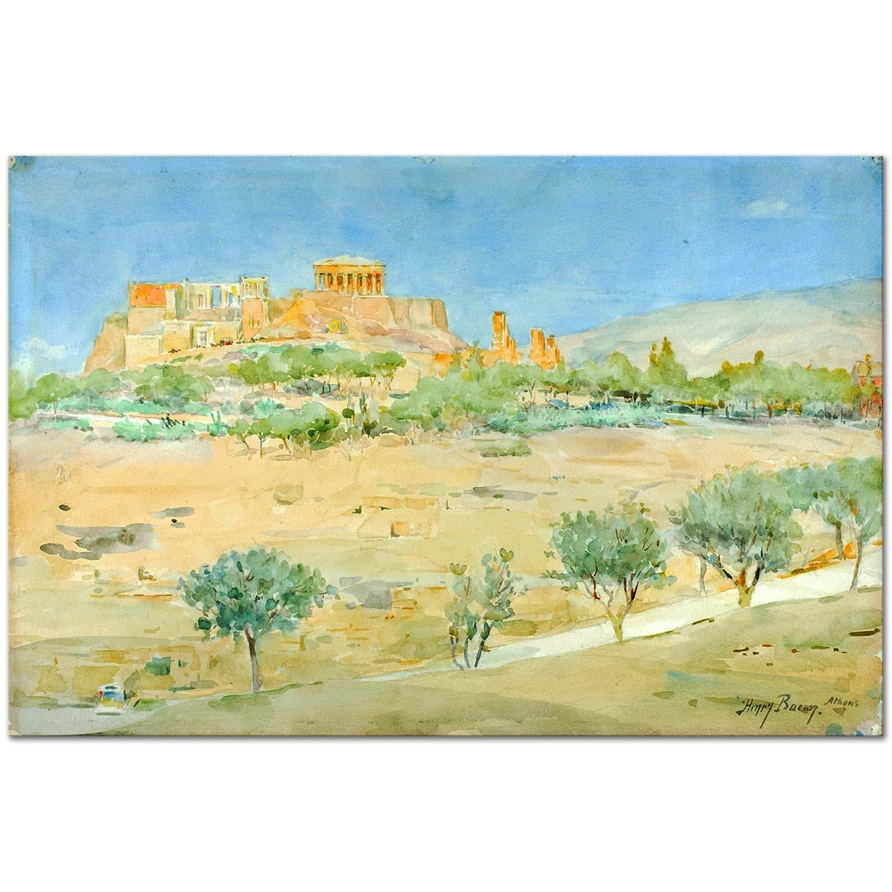 Henry Bacon General View of the Acropolis at Sunset Art Print
