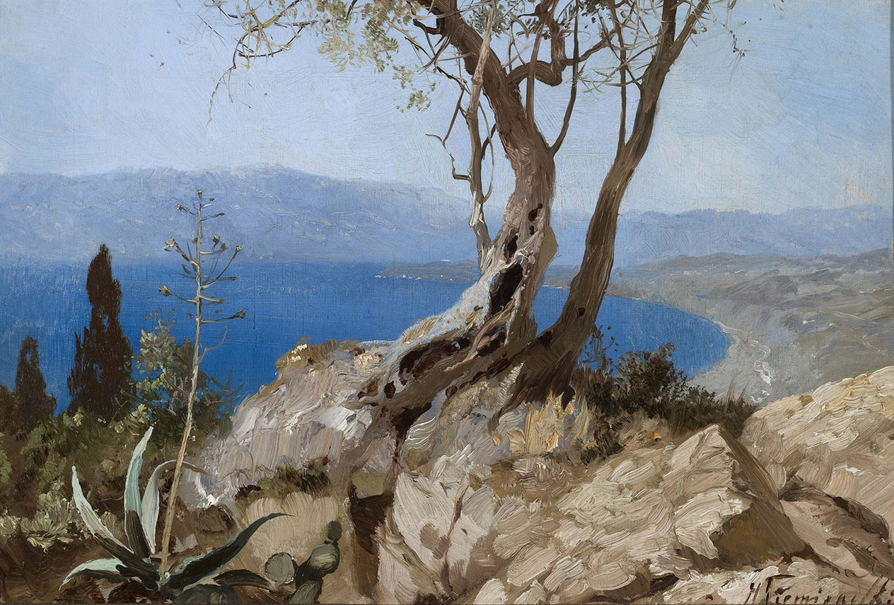 Henryk Siemiradzki Lake View with Rocky Edge Art Print