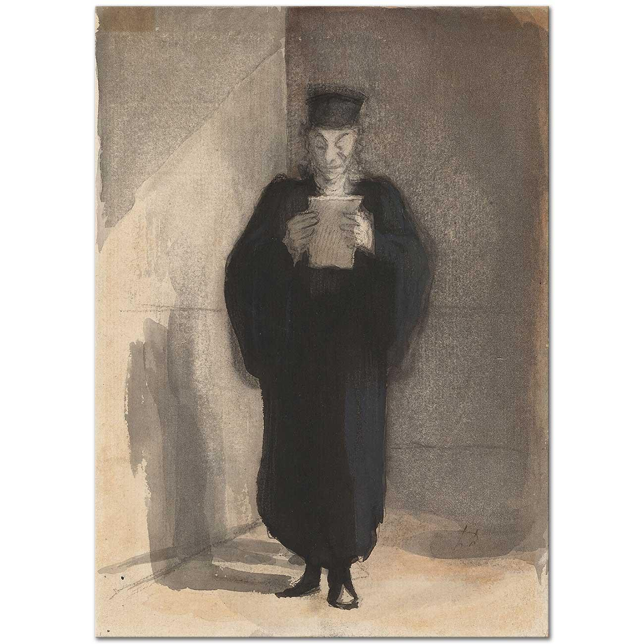 Honore Daumier A Lawyer Reading Art Print