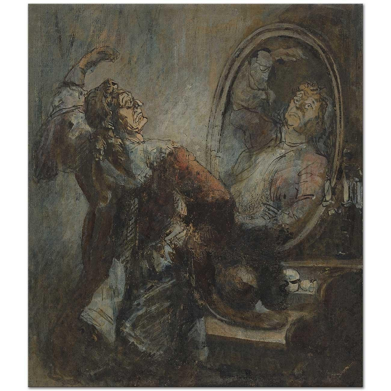 Honore Daumier Actor Posing in Front of a Mirror Art Print