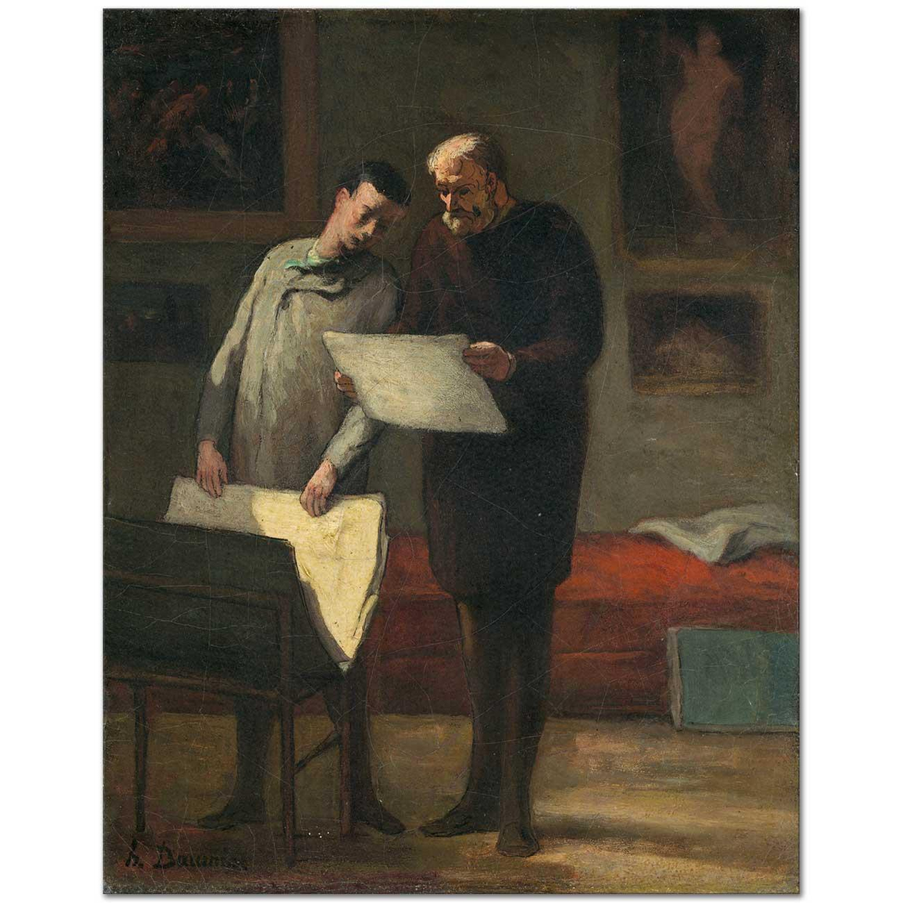 Honore Daumier Genç Ressama Öğütler Kanvas Tablo