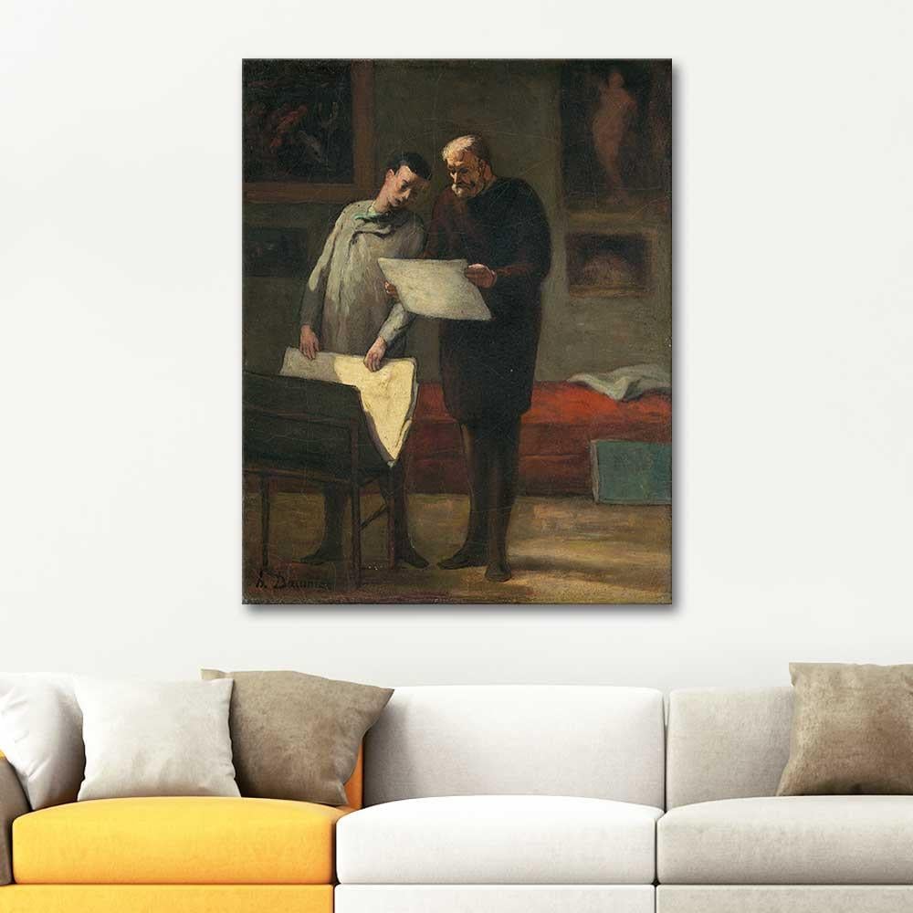 Honore Daumier Genç Ressama Öğütler Kanvas Tablo
