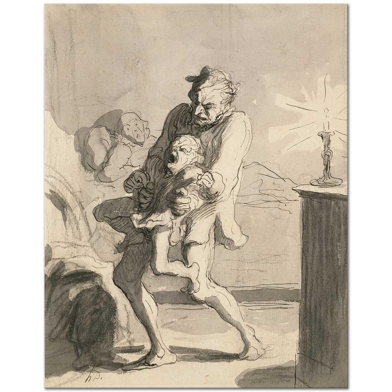 Honore Daumier Fatherly Discipline Art Print