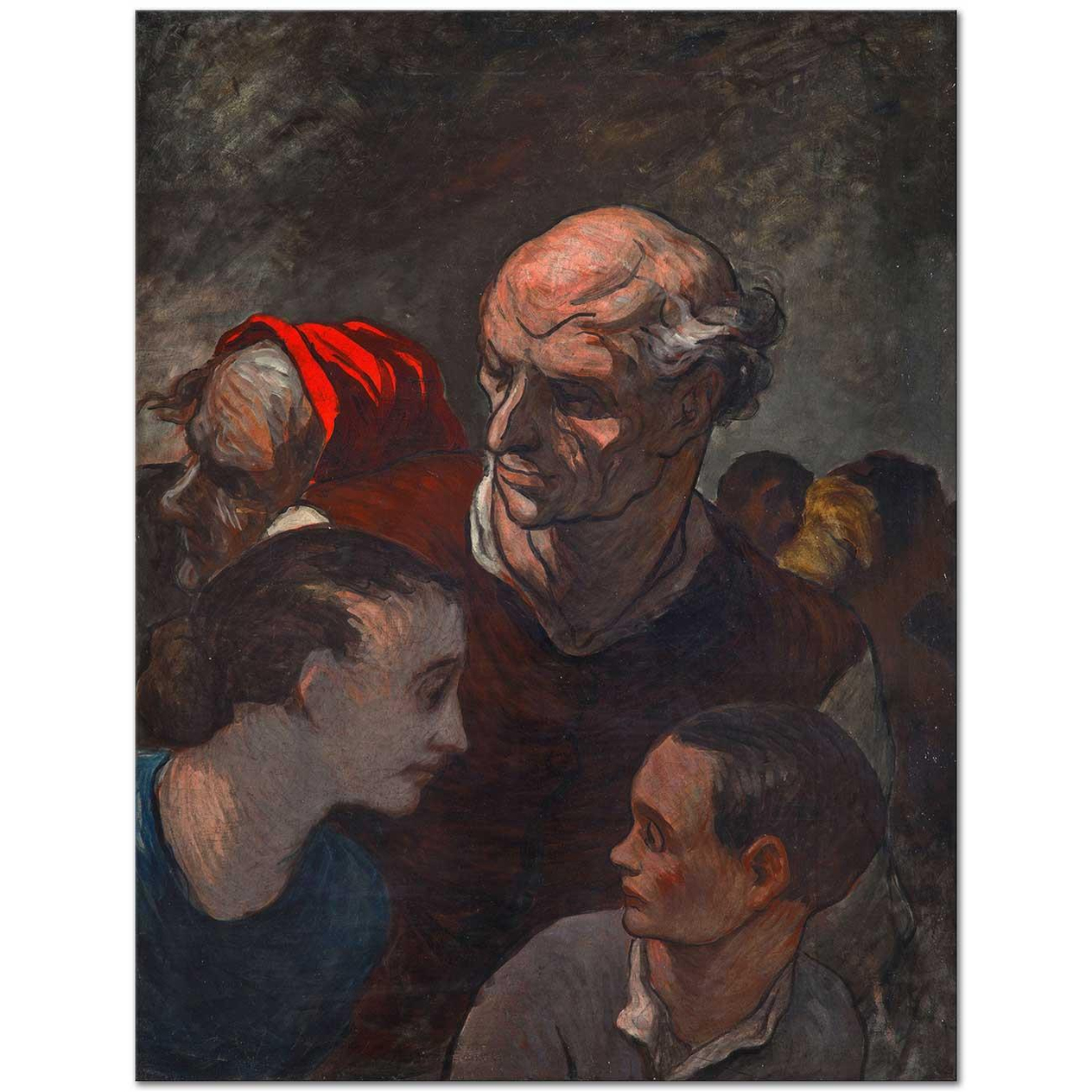 Honore Daumier Barikatlardaki Aile Kanvas Tablo