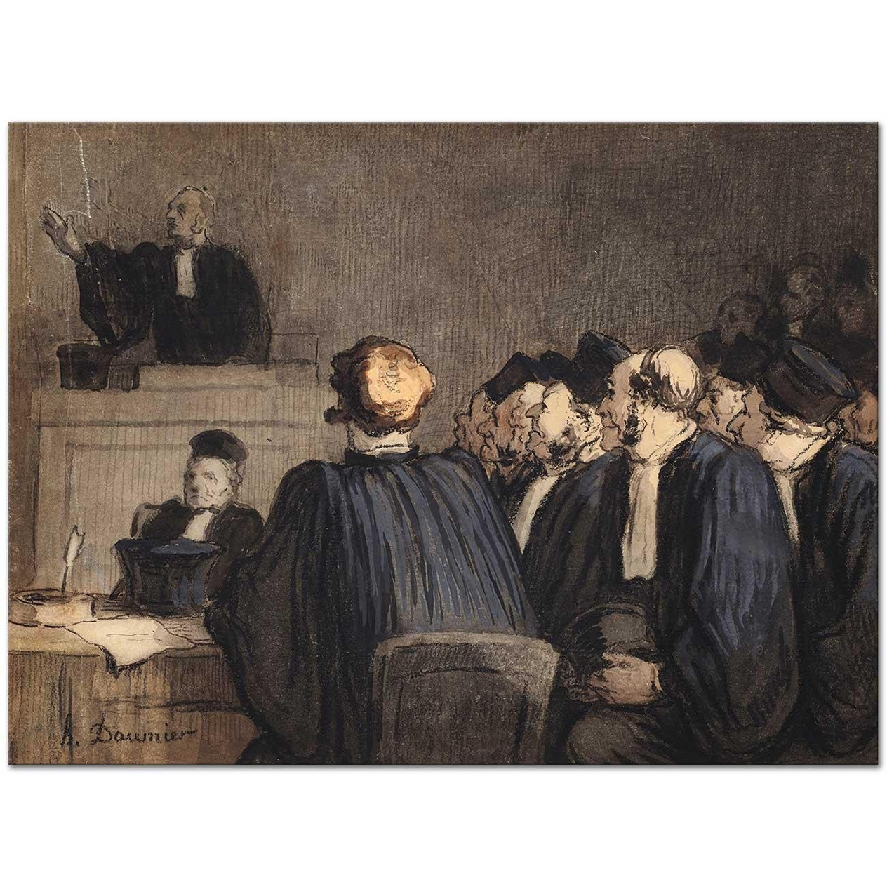 Honore Daumier Scène de Tribunal (Le Plaidoyer) Art Print