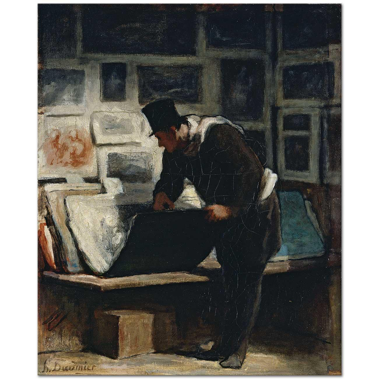 Honore Daumier Gravür Meraklısı Kanvas Tablo