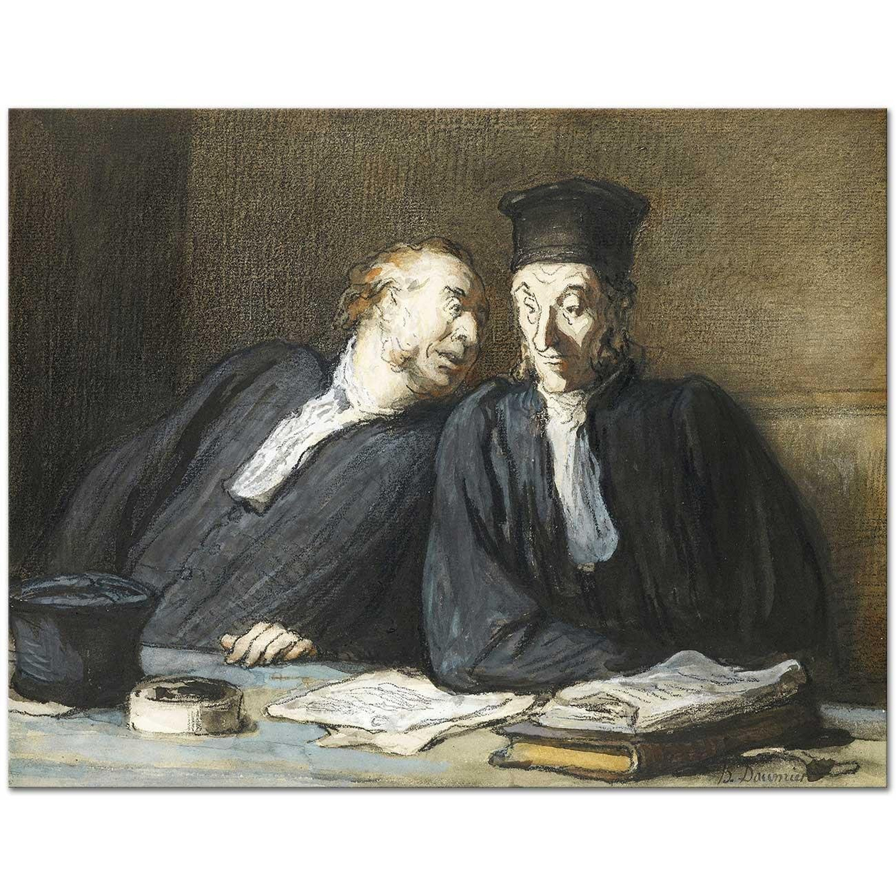 Honore Daumier İki Hukukçunun Sohbeti Kanvas Tablo