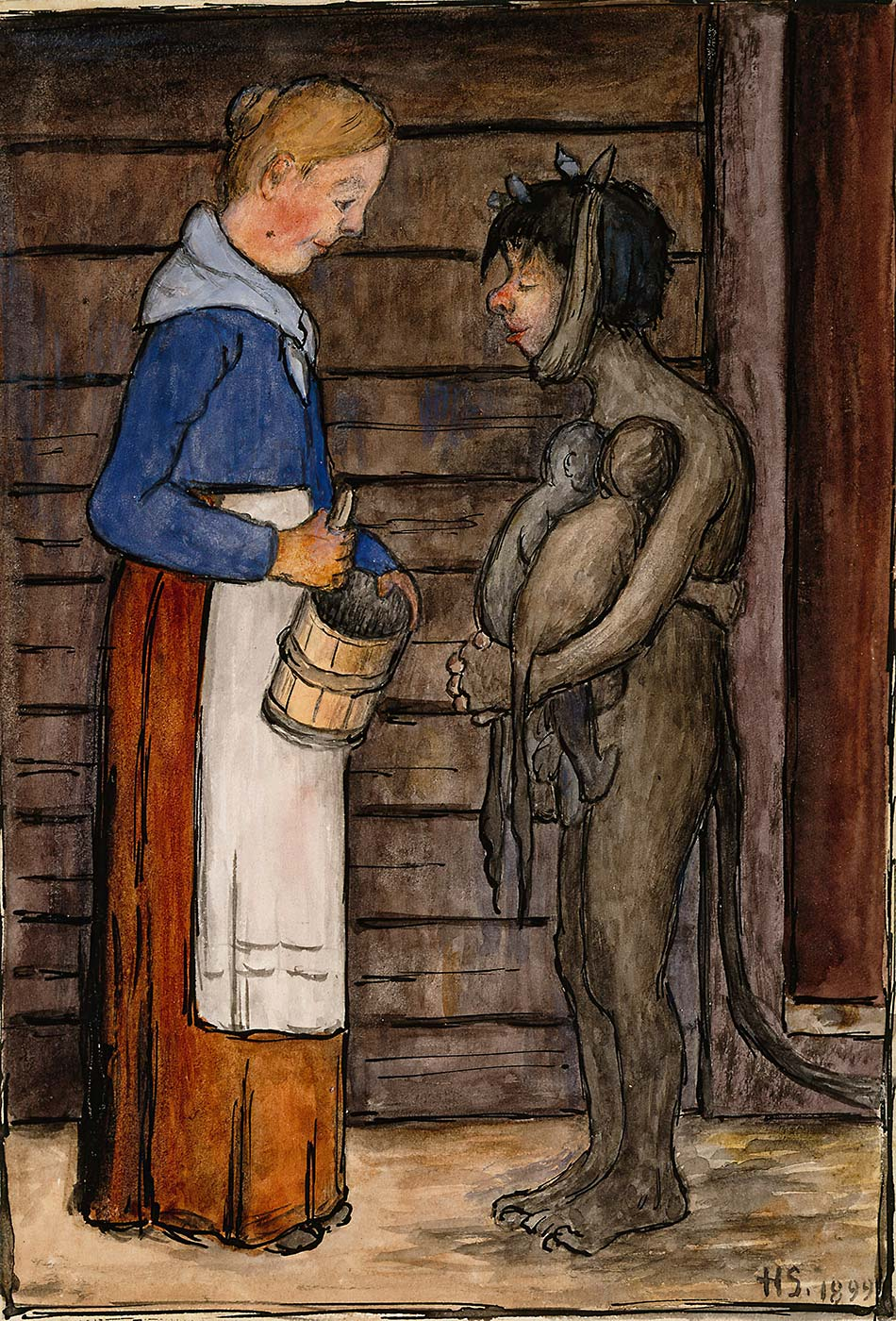 Hugo Simberg The Farmer's Wife And Poor Devil Art Print