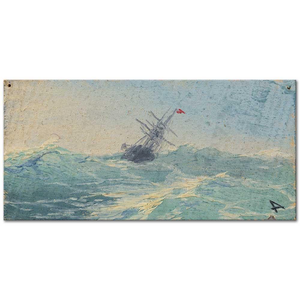 Ivan Aivazovsky Fırtınalı Denizde Bir Gemi Kanvas Tablo