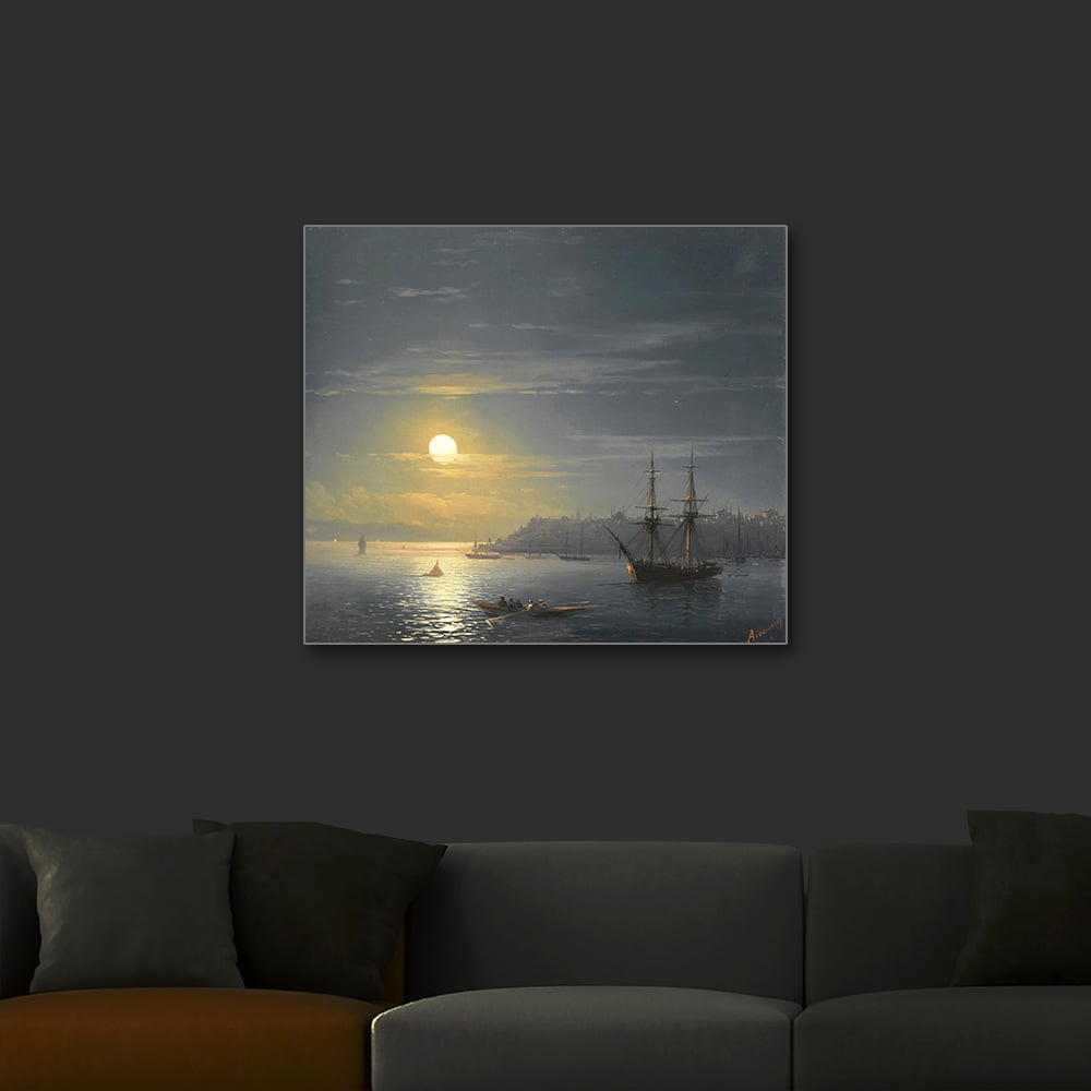 Ivan Aivazovsky Mehtapta İstanbul'a Bakış Işıklı Tablo