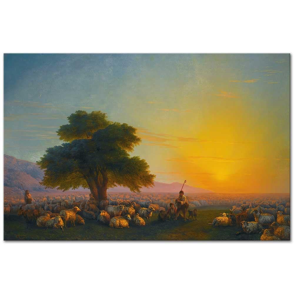 Ivan Aivazovsky Günbatımında Sürüleriyle Çobanlar Kanvas Tablo