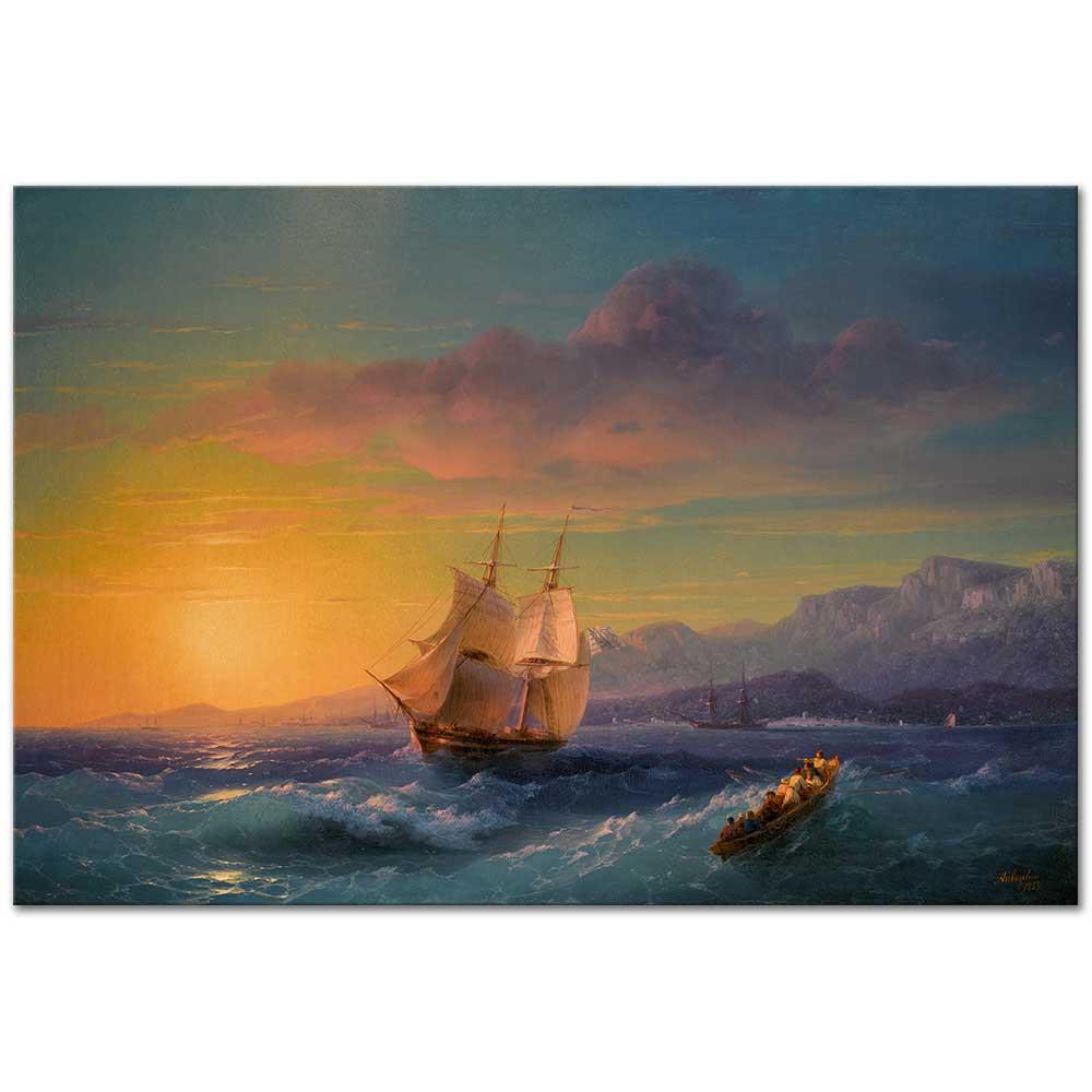 Ivan Aivazovsky Gün Batımında Gemi Cap Martin Kanvas Tablo