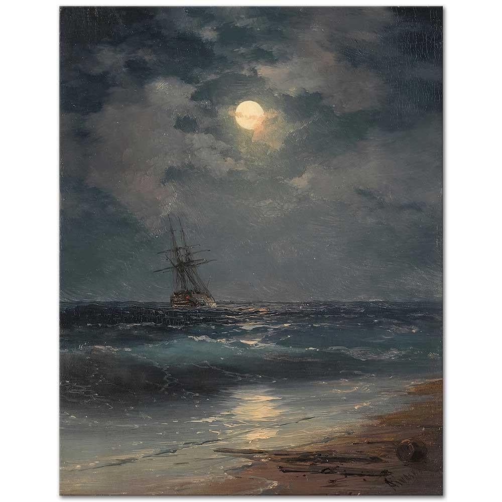 Ivan Aivazovsky Ayışığında Gemi Kanvas Tablo