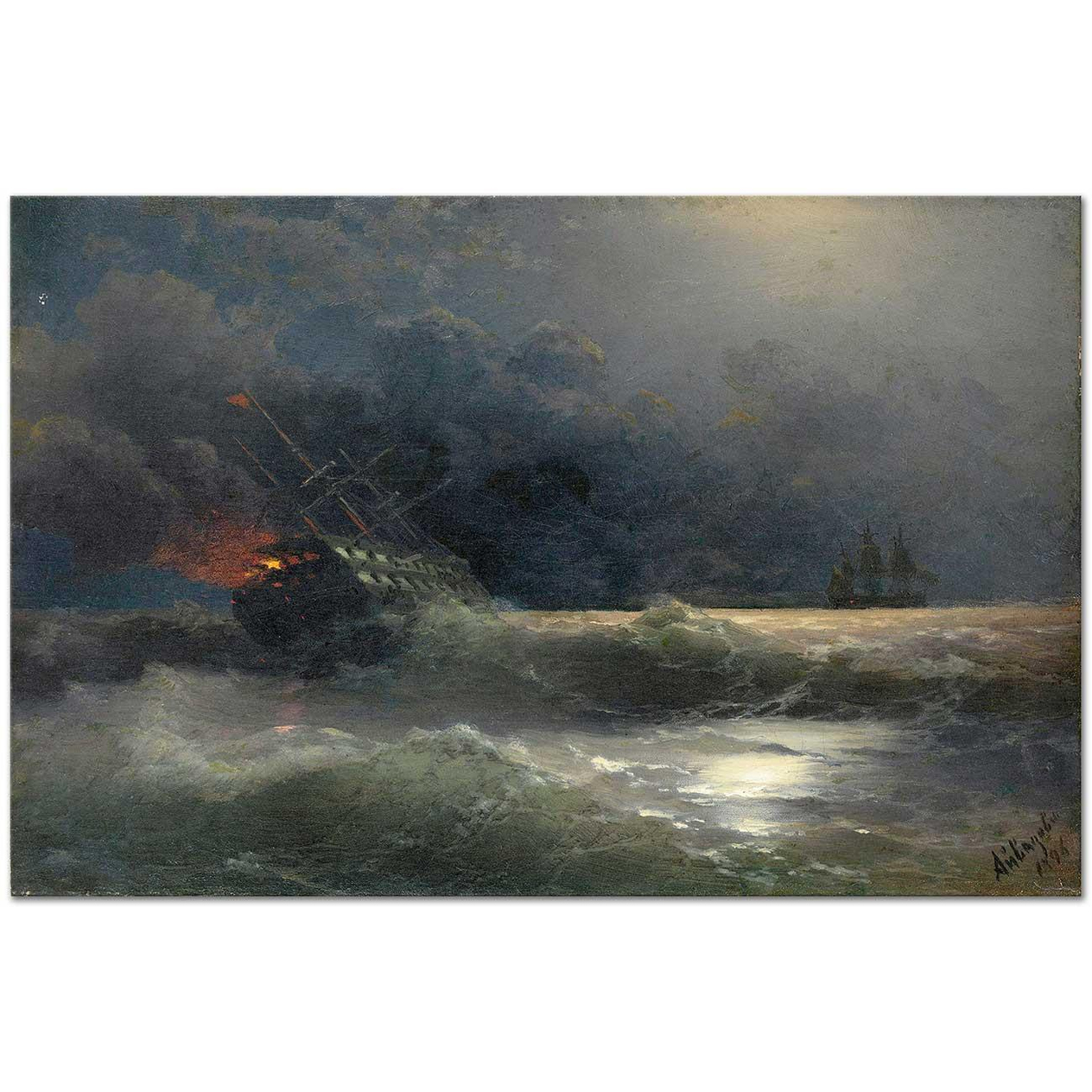 Ayvazovsky Yanan Gemi Kanvas Tablo