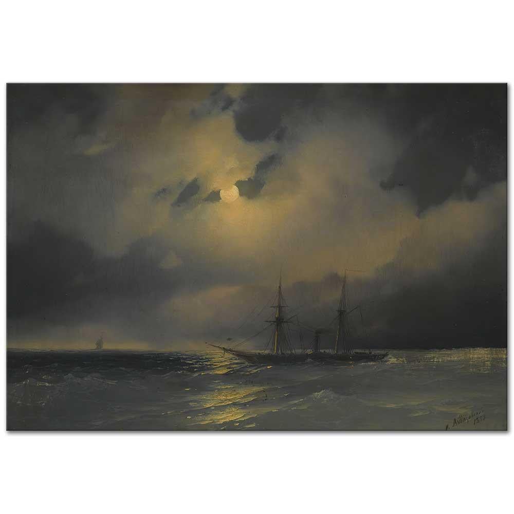 Ivan Aivazovsky Ay Işığında Yük Gemisi Kanvas Tablo