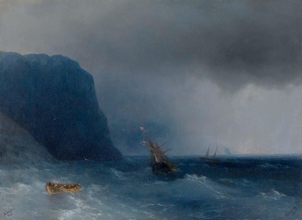 Ivan Aivazovsky Fırtınalı Denizde Gemiler Kanvas Tablo