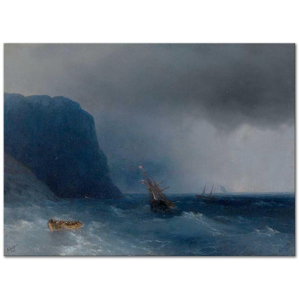 Ivan Aivazovsky Fırtınalı Denizde Gemiler Kanvas Tablo