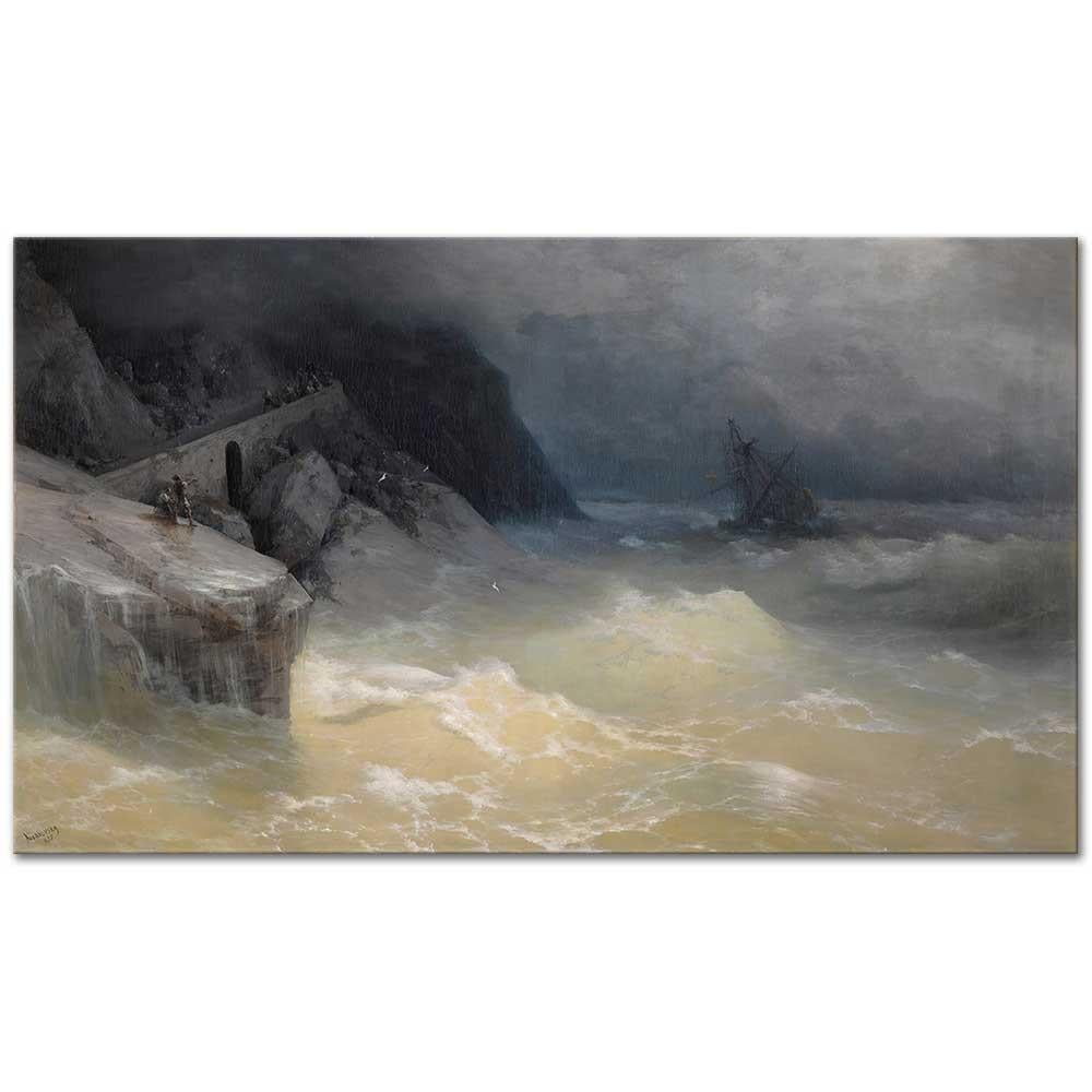 Ivan Aivazovsky Karadeniz Sahilinde Gemi Kazası Kanvas Tablo