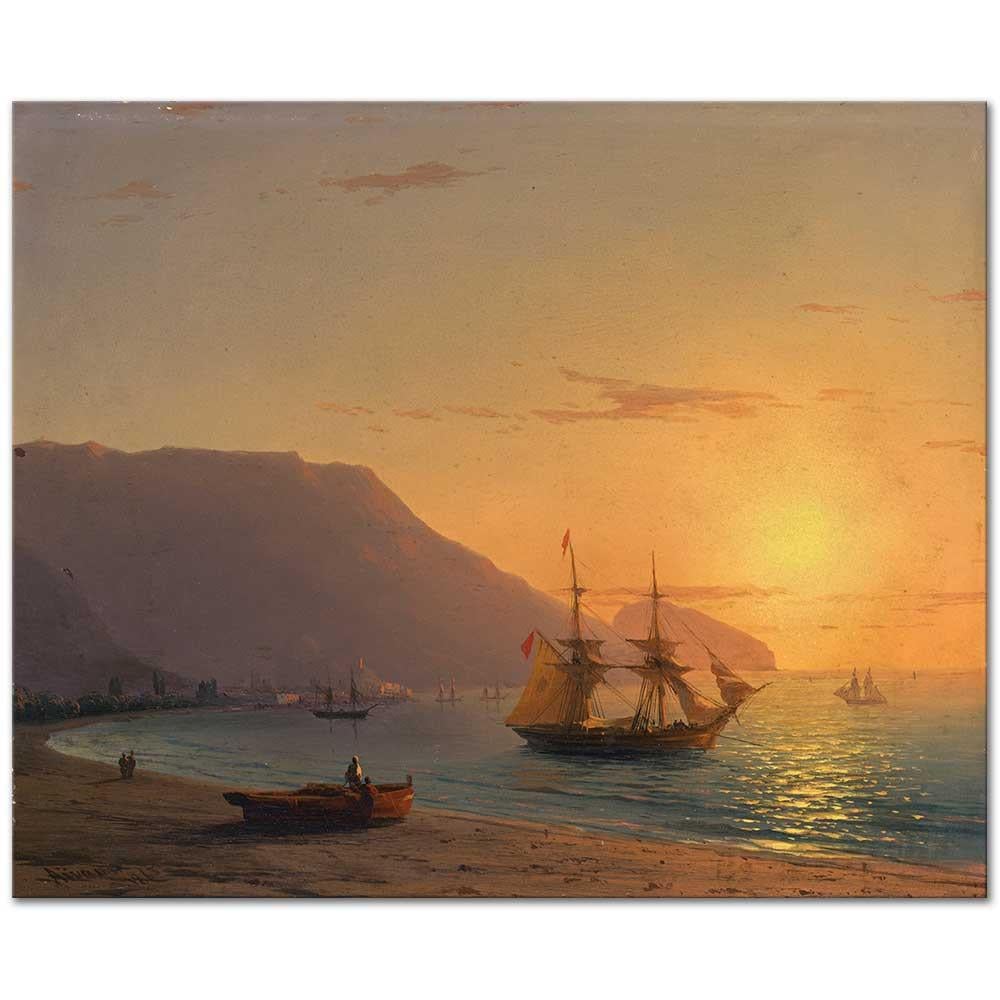 Ivan Aivazovsky Sahildeki Yelkenli Kanvas Tablo