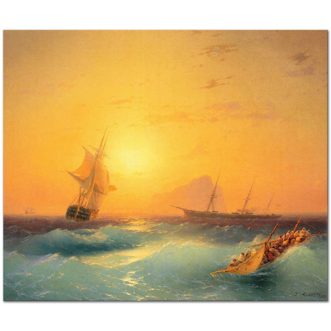 Ayvazovsky Cebelitarık'ta Amerikan Gemileri Kanvas Tablo