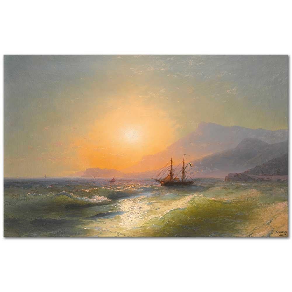 Ivan Aivazovsky Gün Batımında Sahil Kanvas Tablo