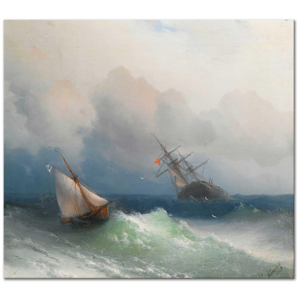 Ivan Aivazovsky Denizde İki Gemi Kanvas Tablo