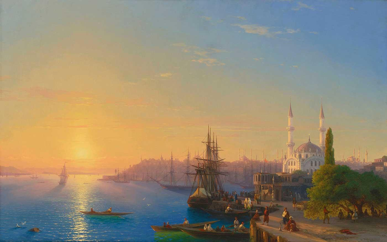 Ayvazovsky Günbatımında Ortaköyden İstanbul Kanvas Tablo