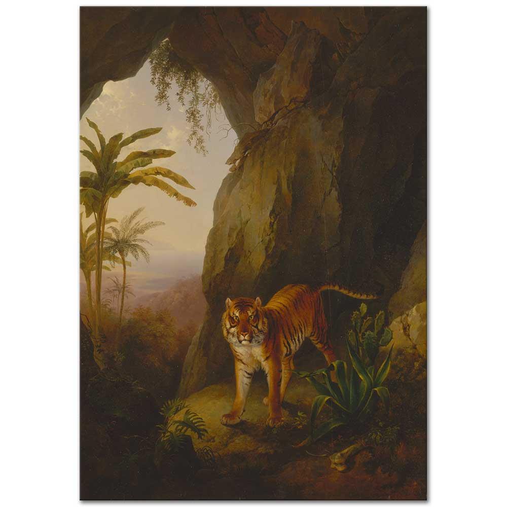 Jacques Laurent Agasse Mağaradaki Kaplan Kanvas Tablo