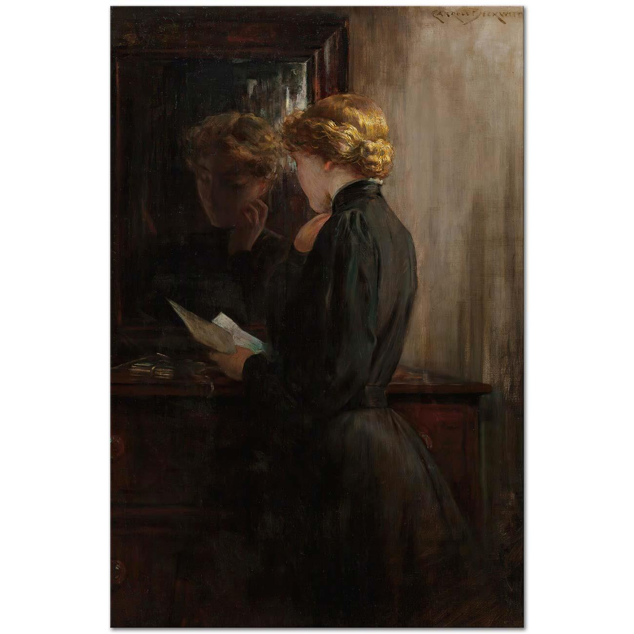 James Carroll Beckwith Büyükanne'nin Aşk Mektupları Kanvas Tablo