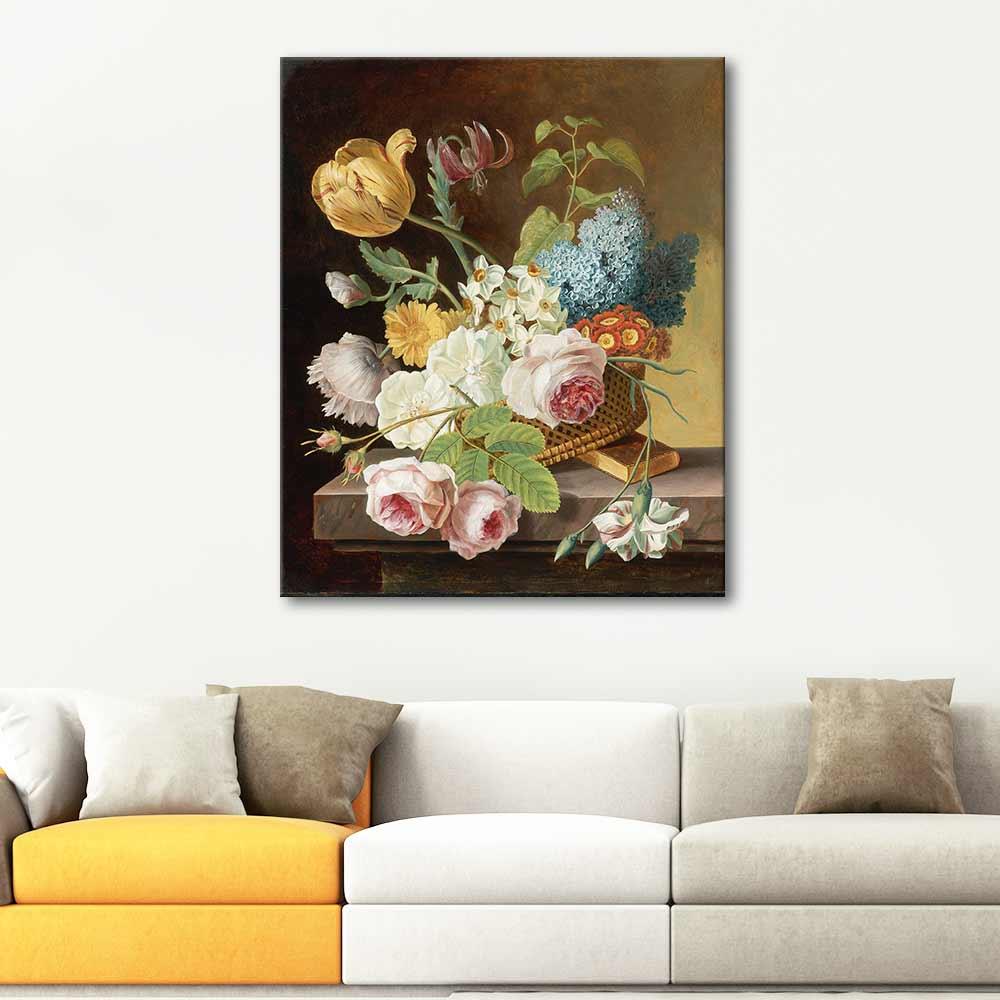 Jan Frans van Dael Still Life with Roses Tulips and Narcissi Art Print