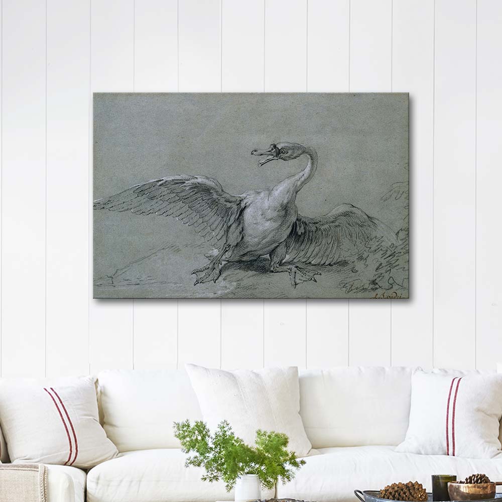 Jean-Baptiste Oudry Angry Swan Art Print