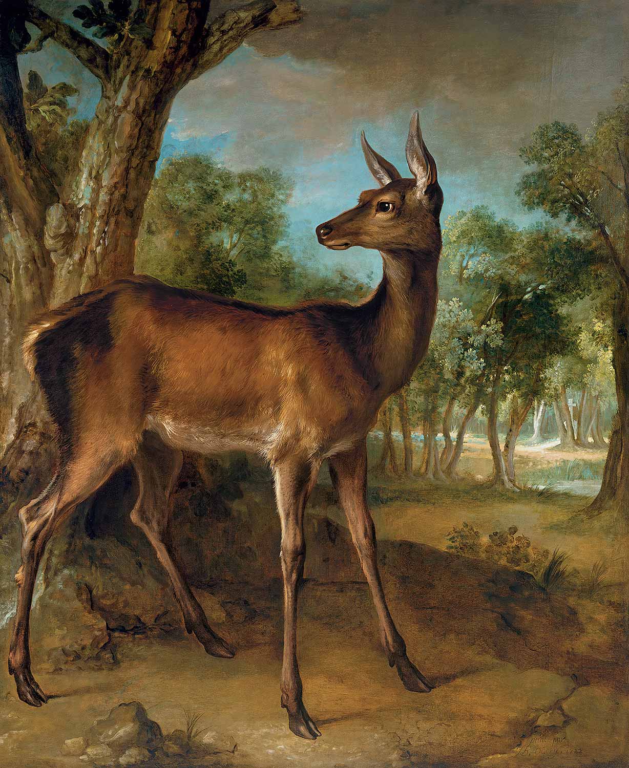 Jean-Baptiste Oudry The Watchful Doe Art Print