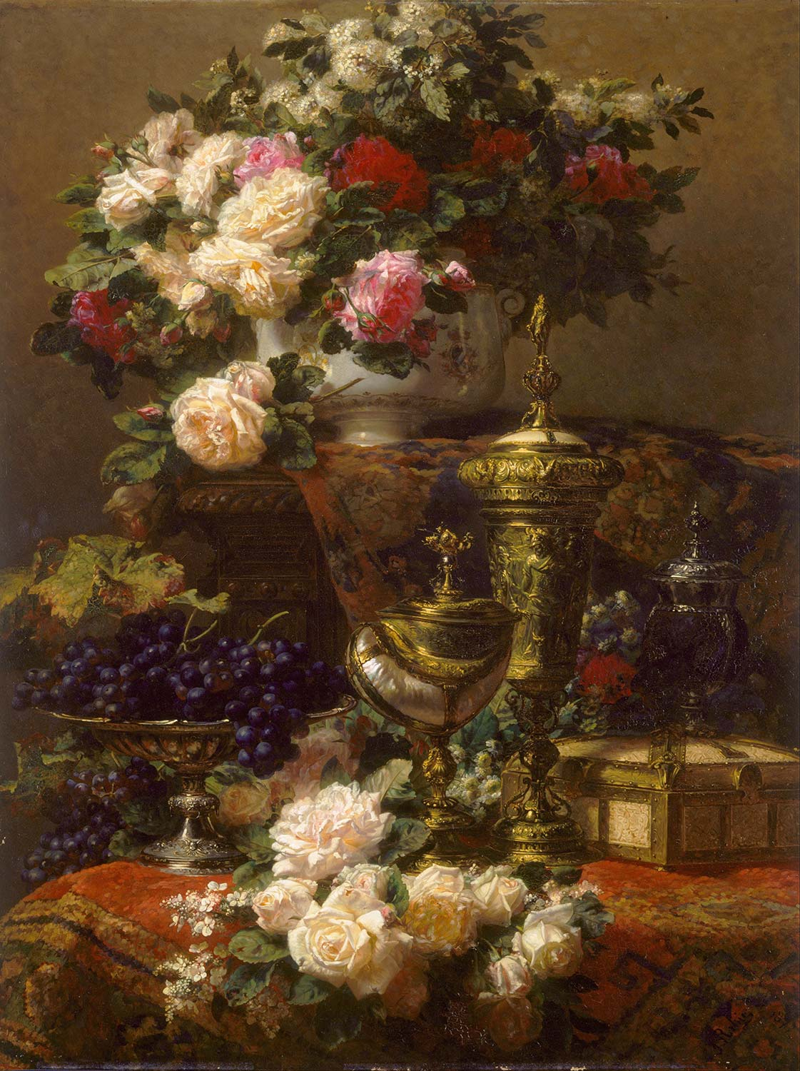 Jean Baptiste Robie Flowers and Fruit Art Print