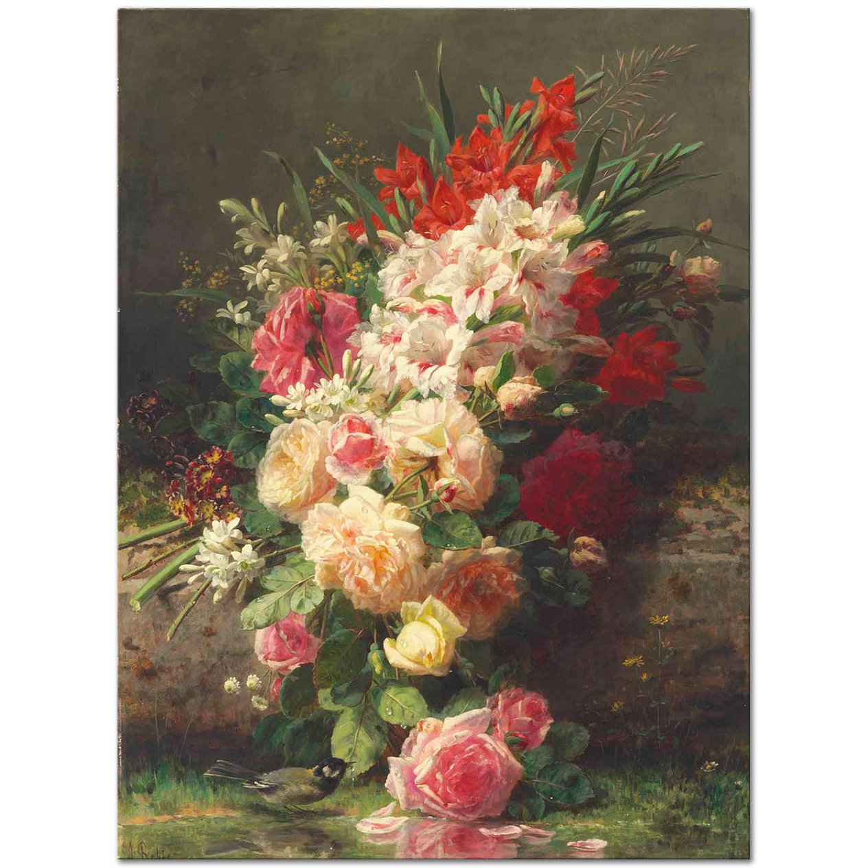 Jean Baptiste Robie Roses  Gladioli and Other Flowers Art Print