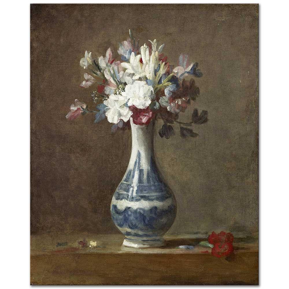 Jean Baptiste Simeon Chardin Vazoda Çiçekler Kanvas Tablo