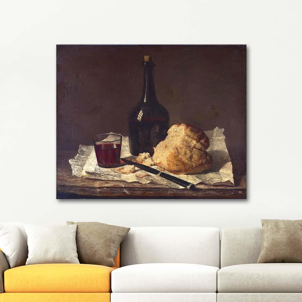 Jean Baptiste Simeon Chardin Still Life with Bottle Glass and Loaf Art Print