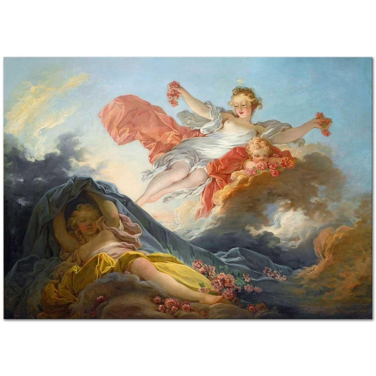 Jean Honore Fragonard Tanrıça Aurora'nın Gece Üstündeki Zaferi Kanvas Tablo