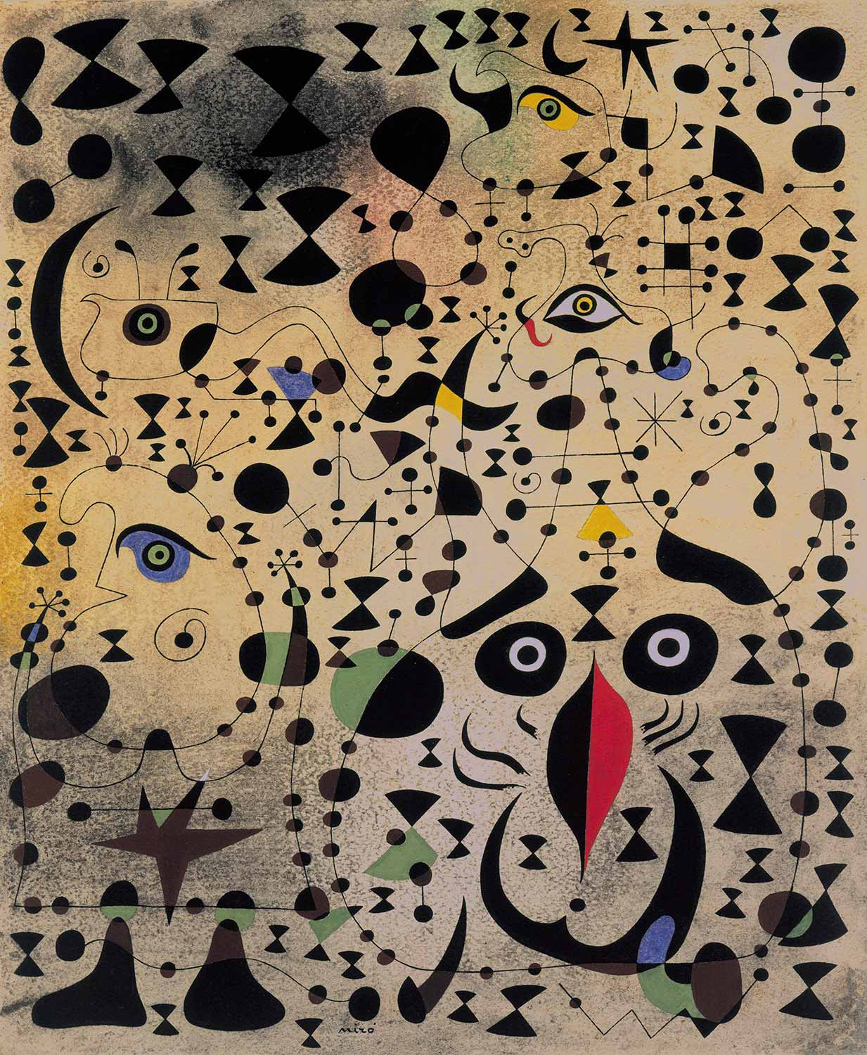 Joan Miro Güzel Kuşun Sevgililere Gizemi Anlatması Kanvas Tablo