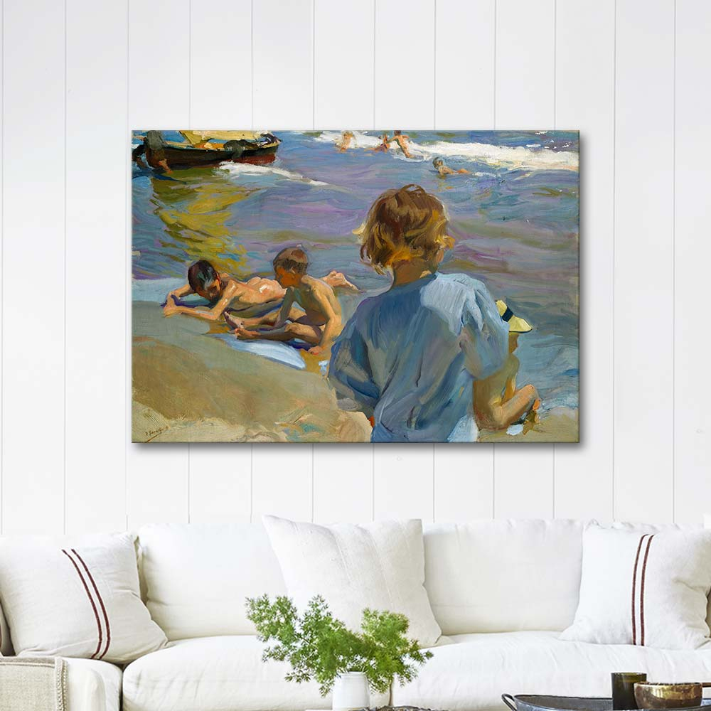Joaquin Sorolla Children On The Beach, Valencia Art Print