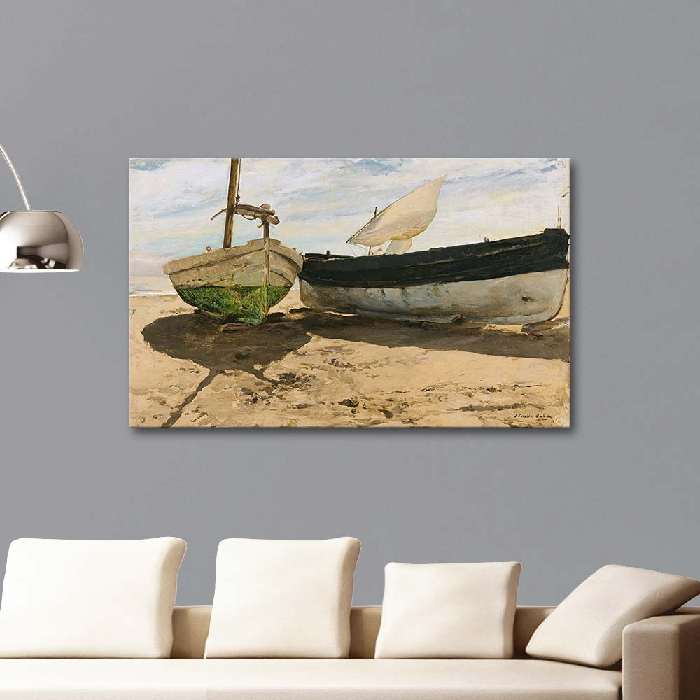 Joaquin Sorolla Fishing Boats On The Beach Art Print
