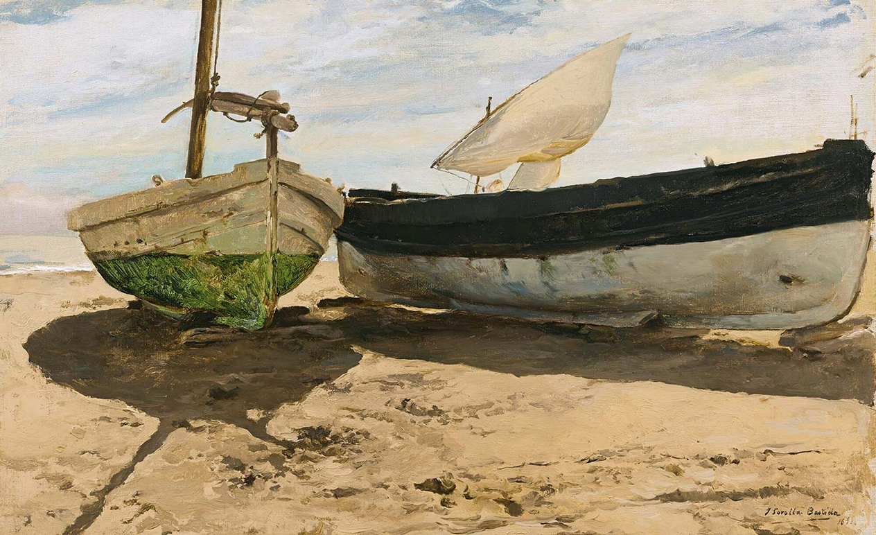 Fishing Boats On The Beach by Joaquin Sorolla