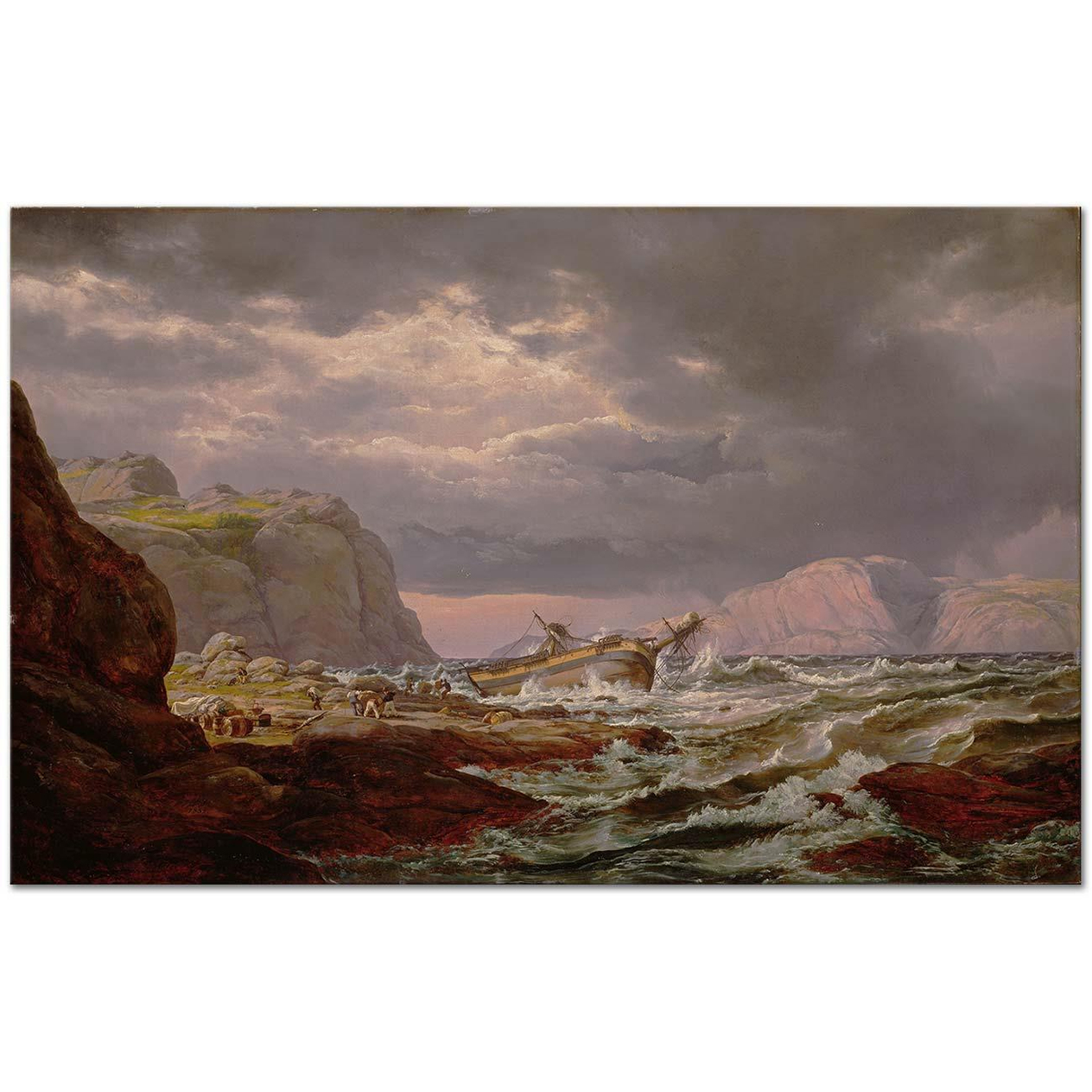Johan Christian Dahl Norveç Kıyısında Gemi Kazası Kanvas Tablo