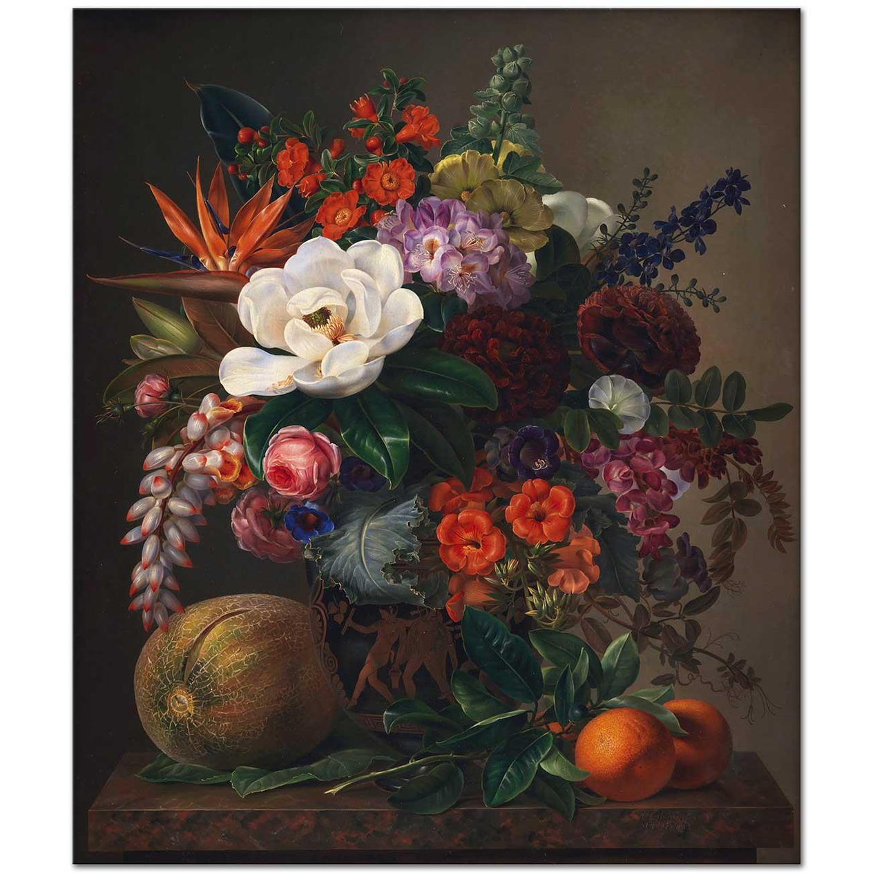 Johan Laurentz Jensen Vazoda Çiçekler Kanvas Tablo