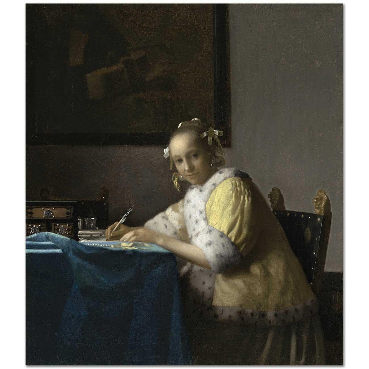 Johannes Vermeer Yazı Yazan Kadın Kanvas Tablo