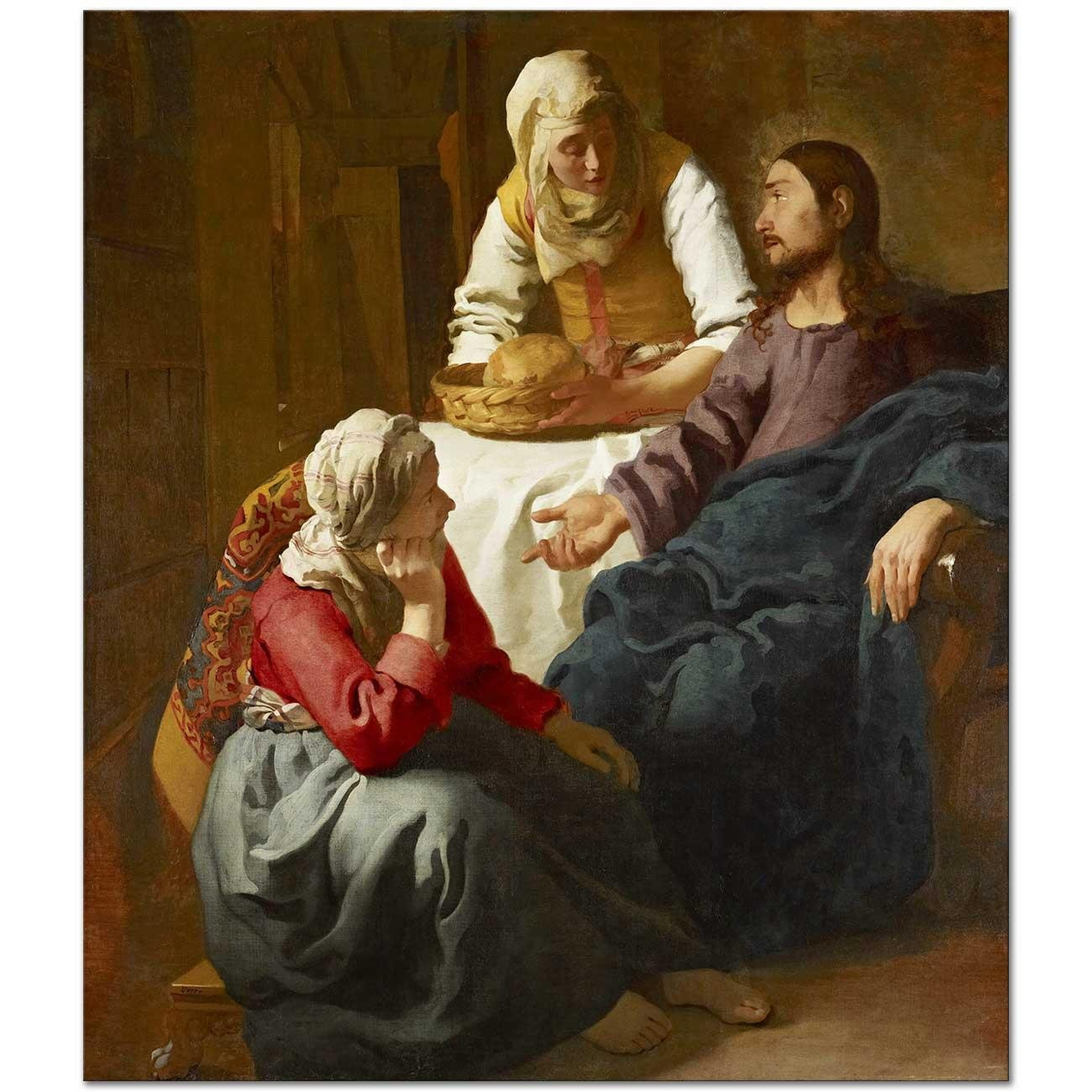Johannes Vermeer İsa ile Sohbet Kanvas Tablo