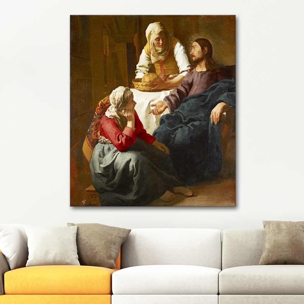 Johannes Vermeer İsa ile Sohbet Kanvas Tablo