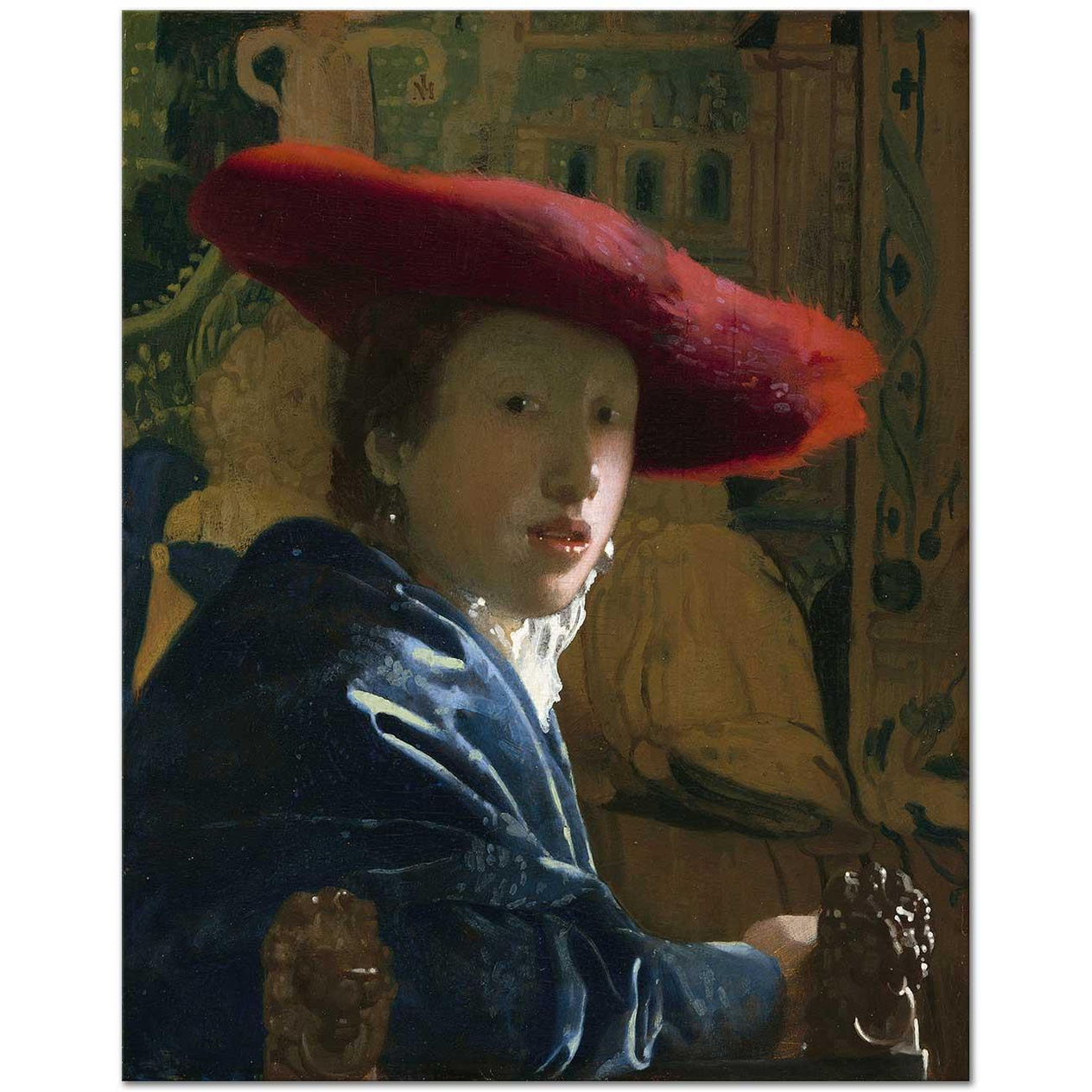 Johannes Vermeer Kırmızı Şapkalı Kız Kanvas Tablo