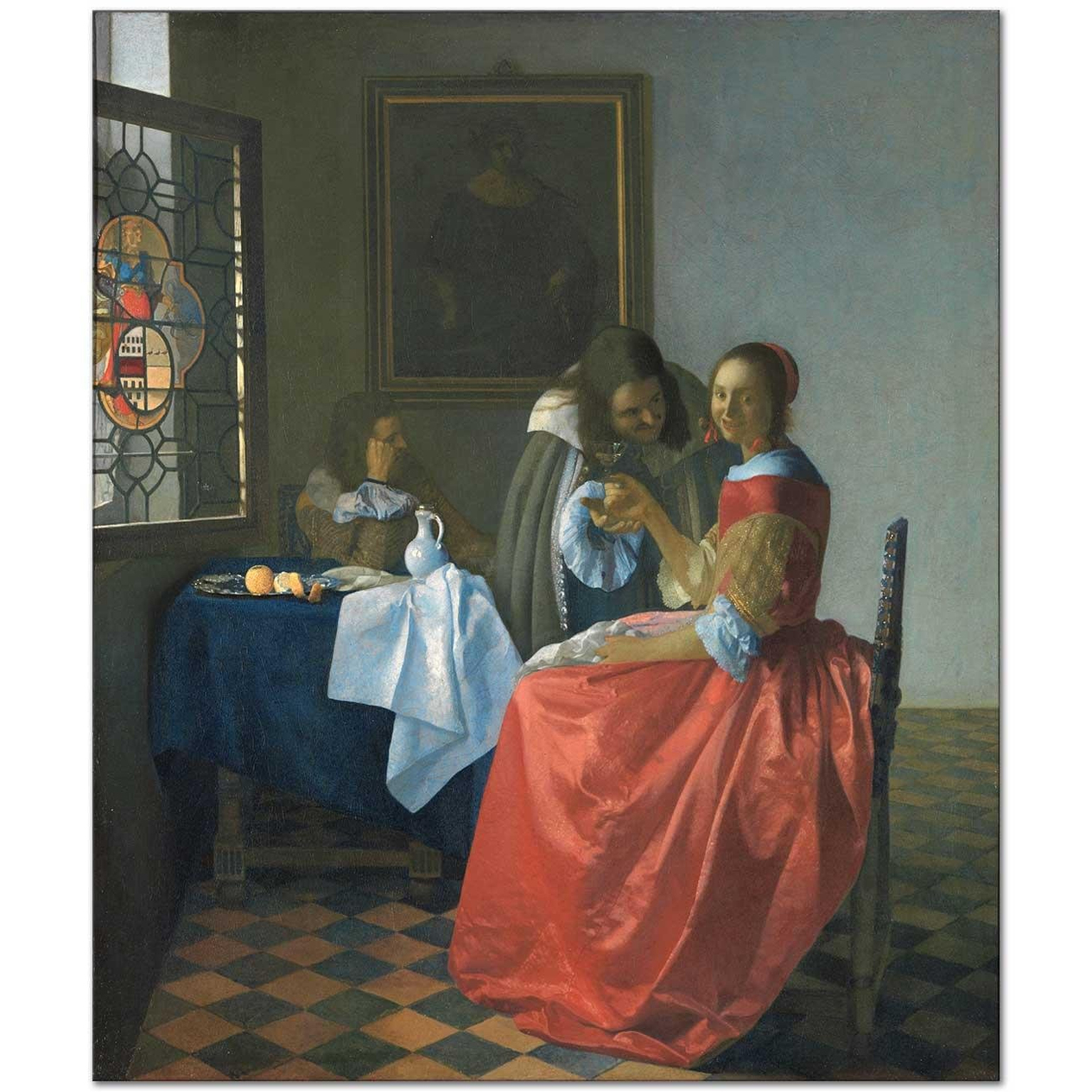 Johannes Vermeer Şarap Kadehli Kız Kanvas Tablo
